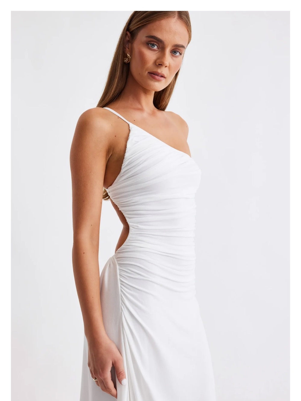 SNDYS Women’s One-Shoulder White Cutout Dress